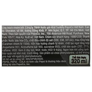 Nước ngọt Pepsi Cola không calo vị chanh lon 320ml